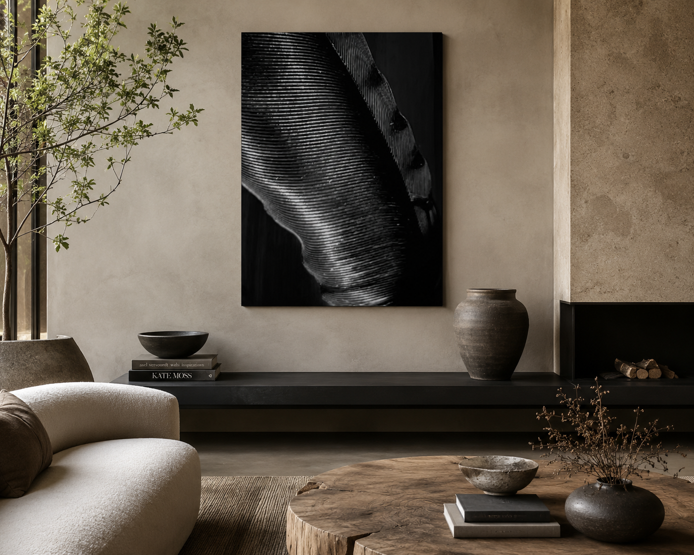ELEGANCE – Minimalist Black and White Feather Wall Art